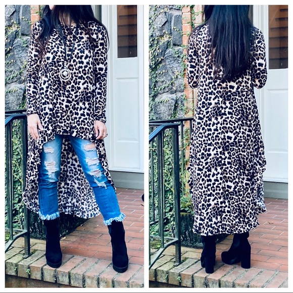 High low fabulous leopard ruffle hem tunic dress - Picture 5 of 12